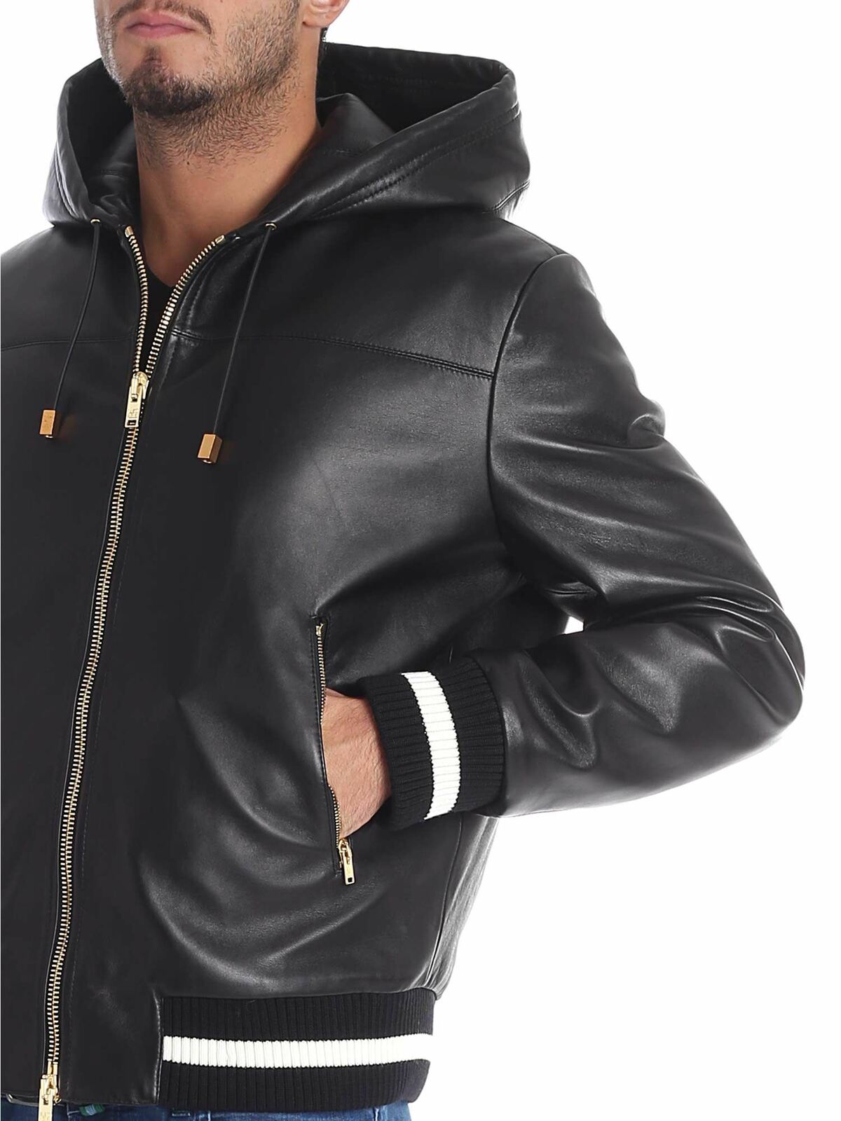 Black lined leather jacket FPU4027SP0307999 (FAUSTO PUGLISI / レザー&ファージャケット・コート ) | FAUSTO PUGLISI (ファウスト プリージ)(3)