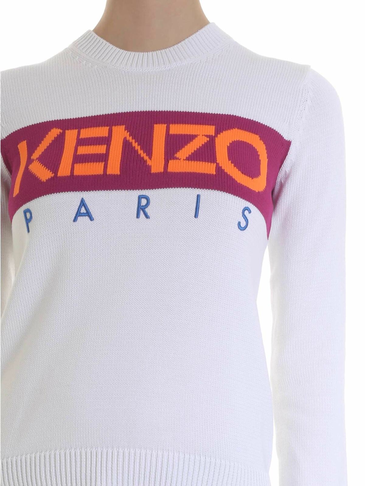 White crew neck sweater with Kenzo logo 2T057380801 (KENZO / ニット・セーター・カーディガン ) | KENZO (ケンゾー)(3)