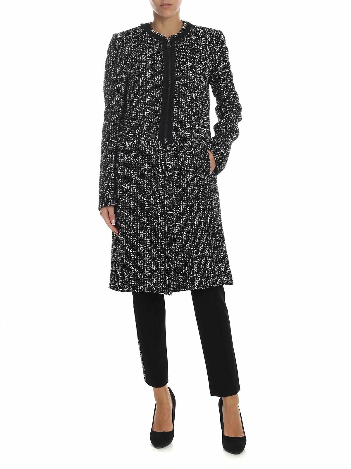 Overcoat in textured knitted fabric 96KW1406986 (KARL LAGERFELD / コート ) | KARL LAGERFELD (カール・ラガーフェルド)