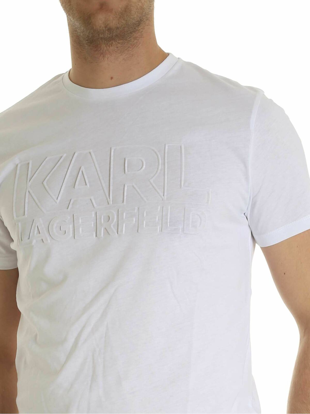 Embossed logo T-shirt in white 75504059222310 (KARL LAGERFELD / Tシャツ・カットソー ) | KARL LAGERFELD (カール・ラガーフェルド)(3)