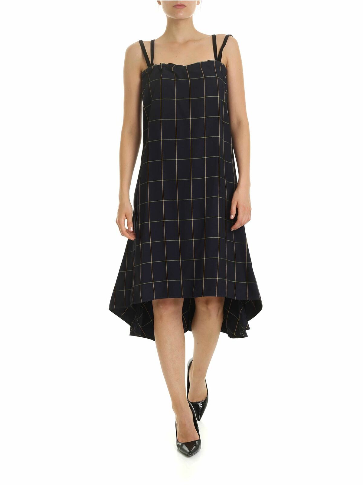 Check printed dress in blue 572240RNF034046 (McQ / ワンピース・ドレス・オールインワン ) | McQ (マックキュー)