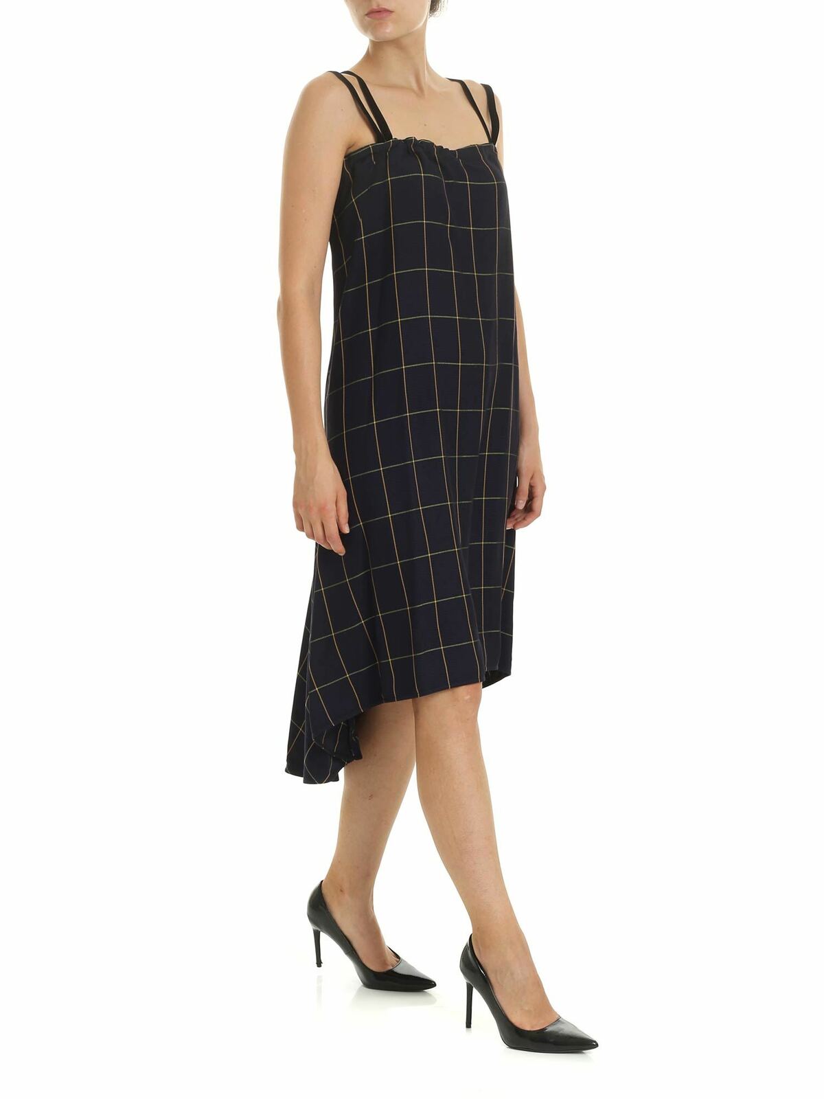 Check printed dress in blue 572240RNF034046 (McQ / ワンピース・ドレス・オールインワン ) | McQ (マックキュー)(1)