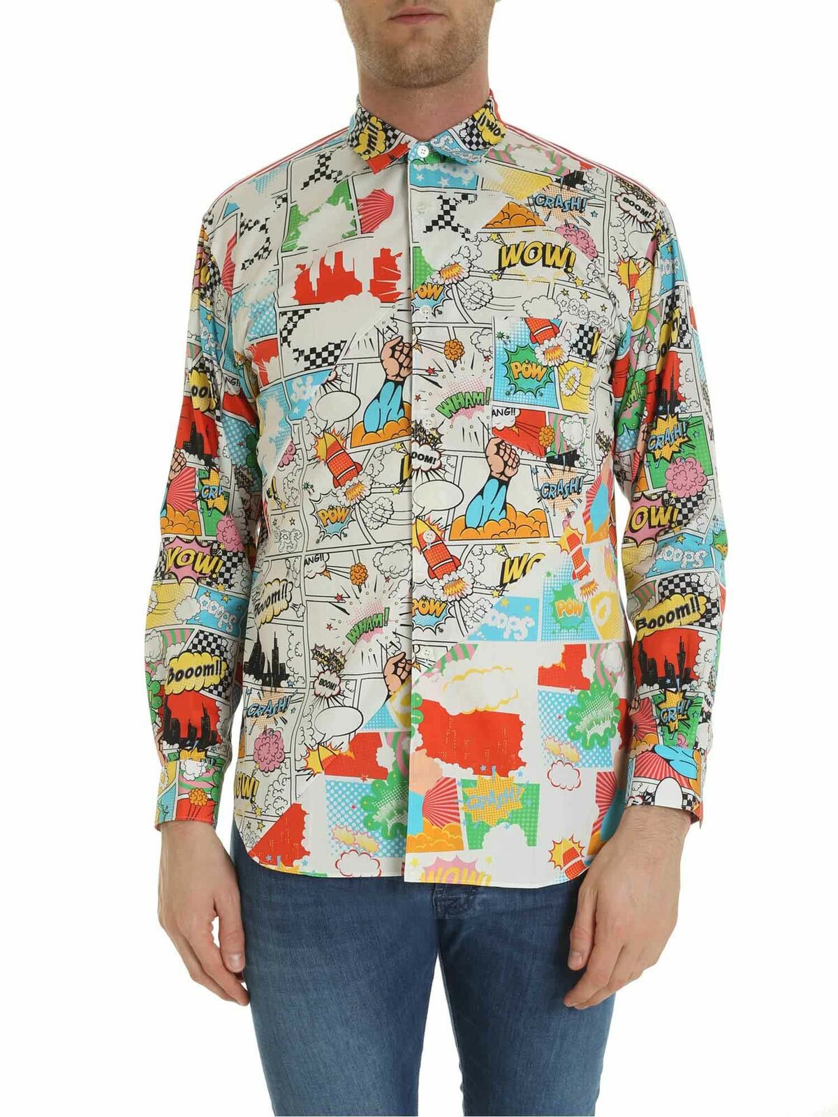 White shirt with multicolor print W270231 (Comme Des Garçons SHIRT / シャツ・ブラウス ) | Comme Des Garçons SHIRT (コムデギャルソン シャツ)