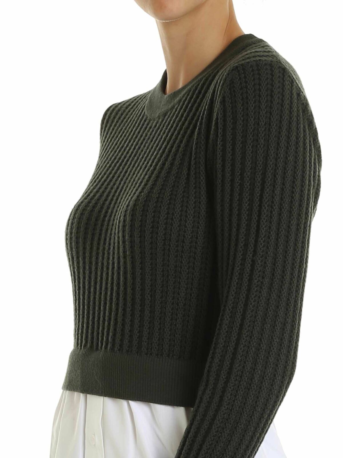 Army green pullover with shirt detail 2TO1575AP01 (KENZO / ニット・セーター・カーディガン ) | KENZO (ケンゾー)(3)