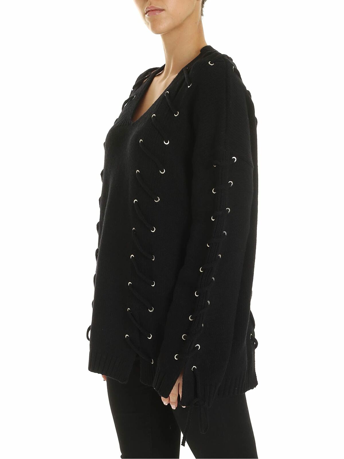 Black pullover with corset details 559220RNK301000 (McQ / ニット・セーター・カーディガン ) | McQ (マックキュー)(1)