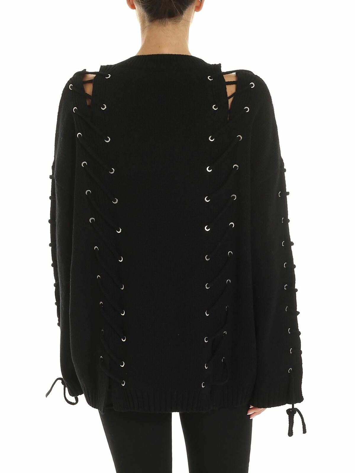 Black pullover with corset details 559220RNK301000 (McQ / ニット・セーター・カーディガン ) | McQ (マックキュー)(2)