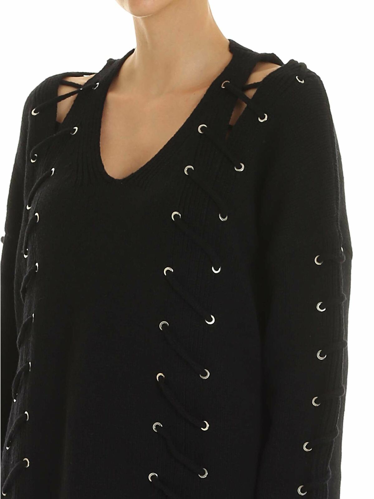 Black pullover with corset details 559220RNK301000 (McQ / ニット・セーター・カーディガン ) | McQ (マックキュー)(3)