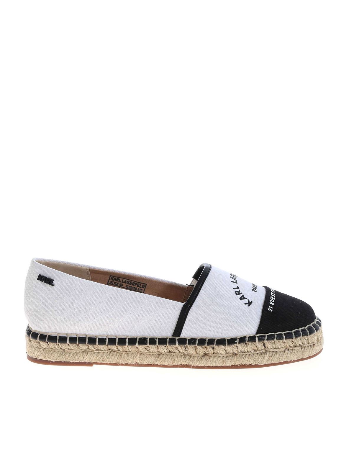 Kamini espadrilles in white and black KL80108910 (KARL LAGERFELD / フラットシューズ ) | KARL LAGERFELD (カール・ラガーフェルド)