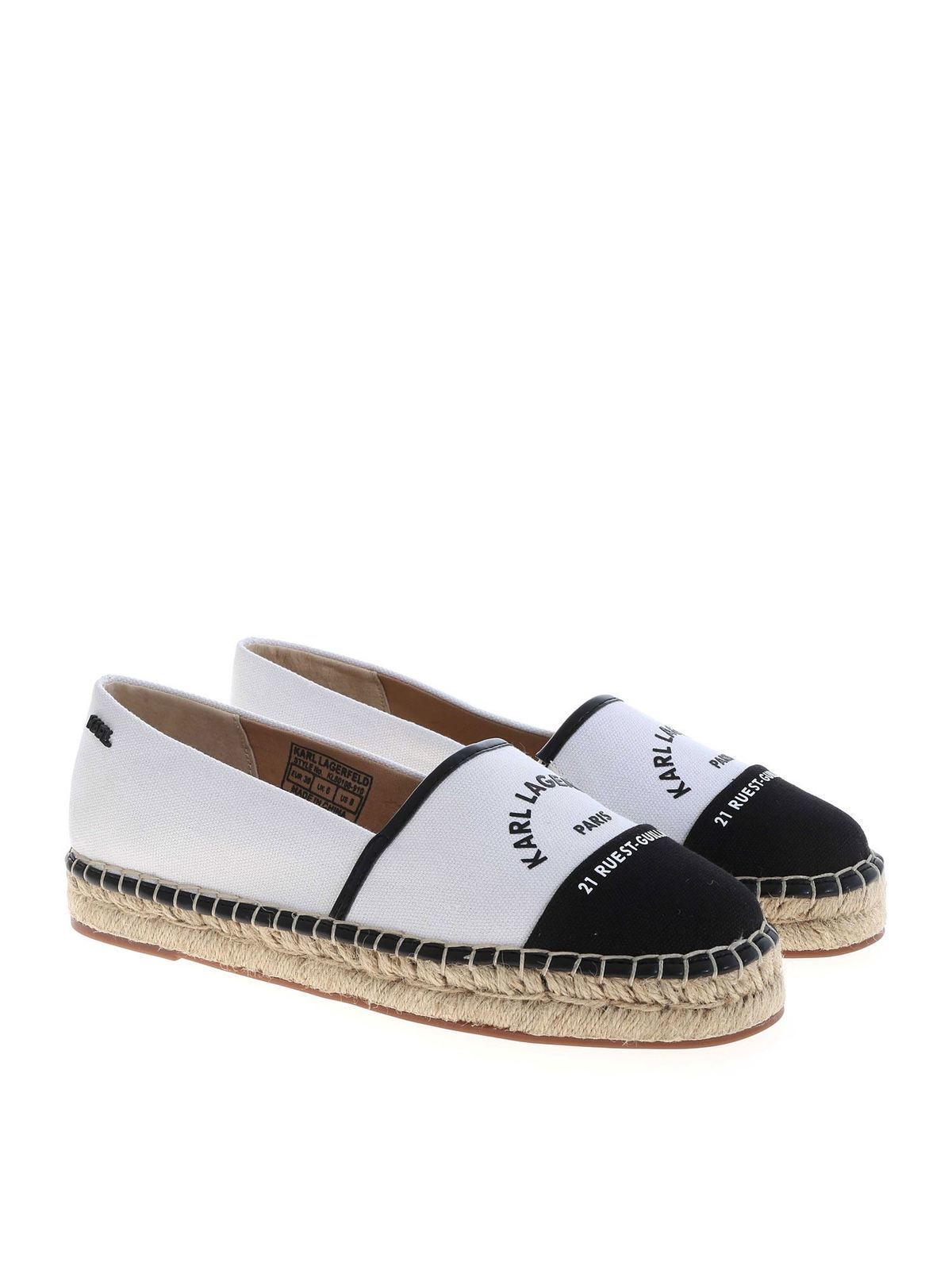 Kamini espadrilles in white and black KL80108910 (KARL LAGERFELD / フラットシューズ ) | KARL LAGERFELD (カール・ラガーフェルド)(1)