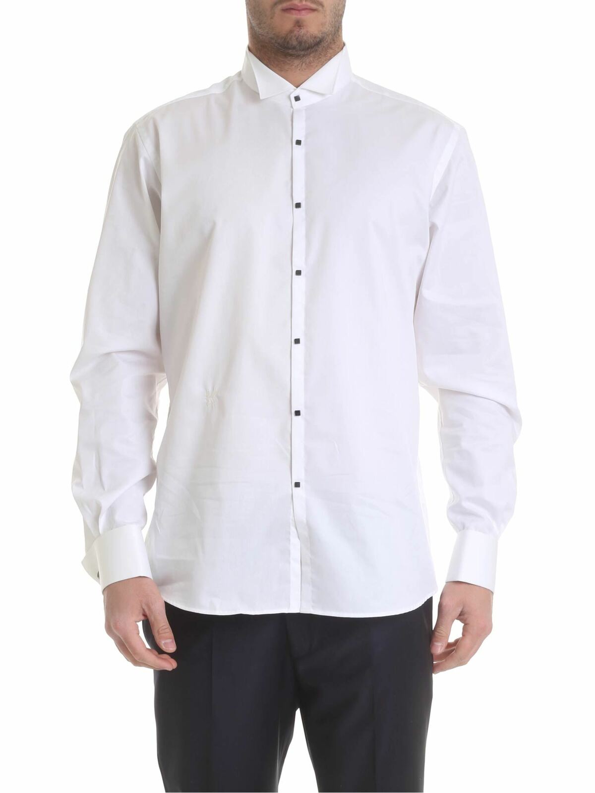 White shirt with studded buttons 60500659169980 (KARL LAGERFELD / シャツ・ブラウス ) | KARL LAGERFELD (カール・ラガーフェルド)