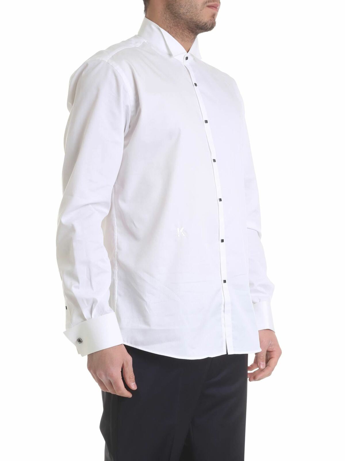 White shirt with studded buttons 60500659169980 (KARL LAGERFELD / シャツ・ブラウス ) | KARL LAGERFELD (カール・ラガーフェルド)(1)