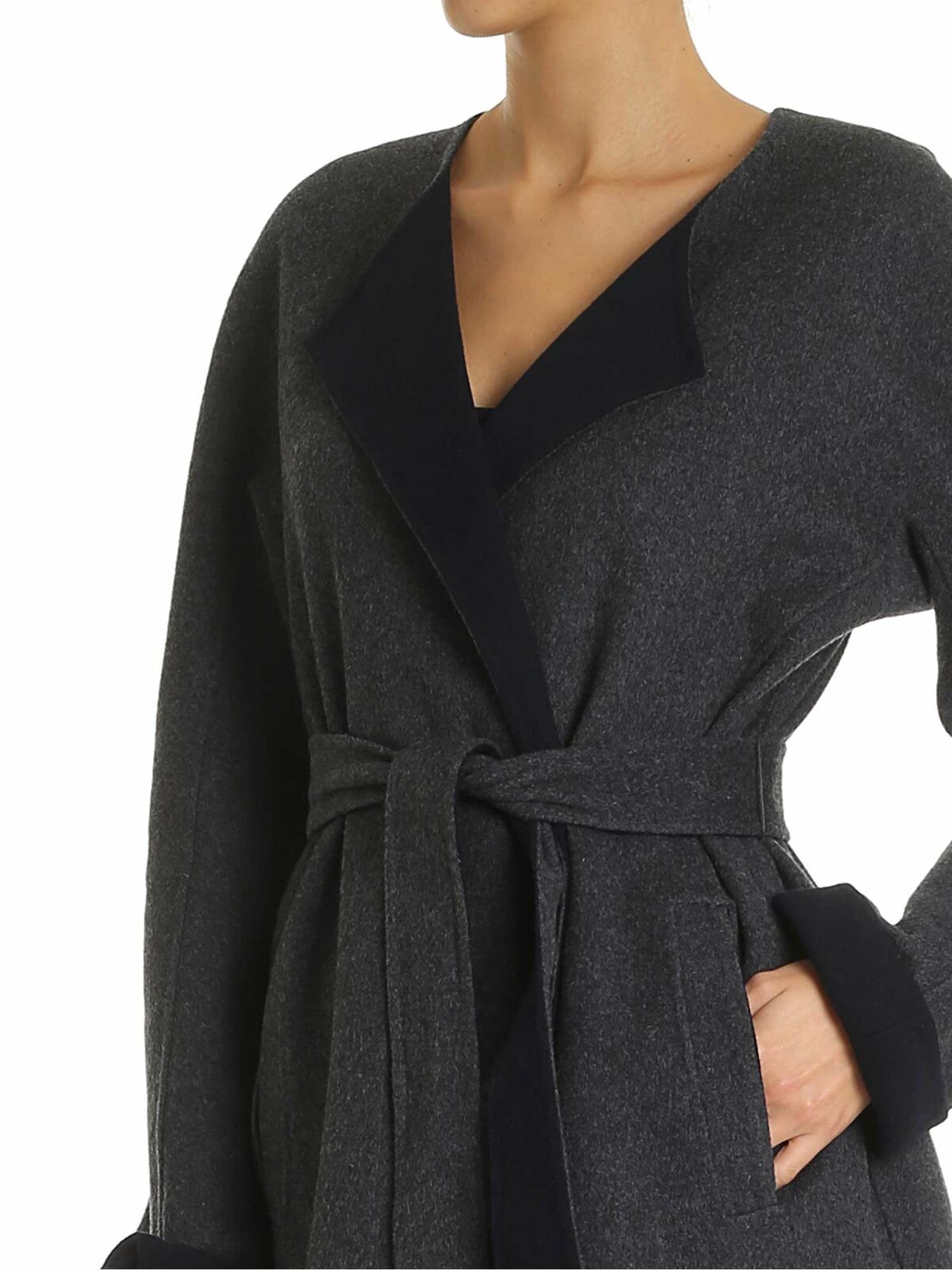 Reversible cardigan in blue and gray P9GJ2C37NNS (DKNY / コート・ダウン ) | DKNY (ディーケーエヌワイ)(3)