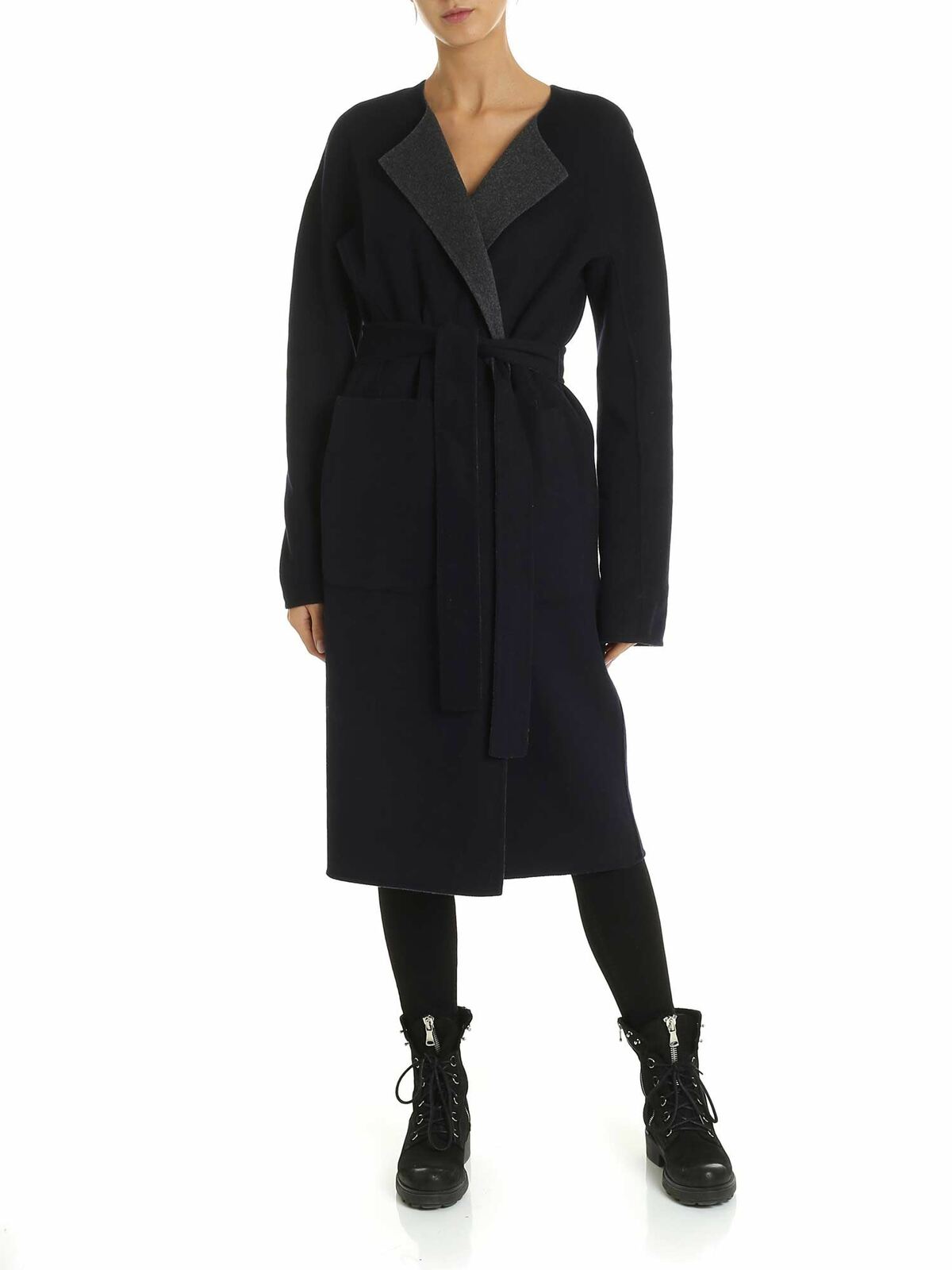 Reversible cardigan in blue and gray P9GJ2C37NNS (DKNY / コート・ダウン ) | DKNY (ディーケーエヌワイ)(4)