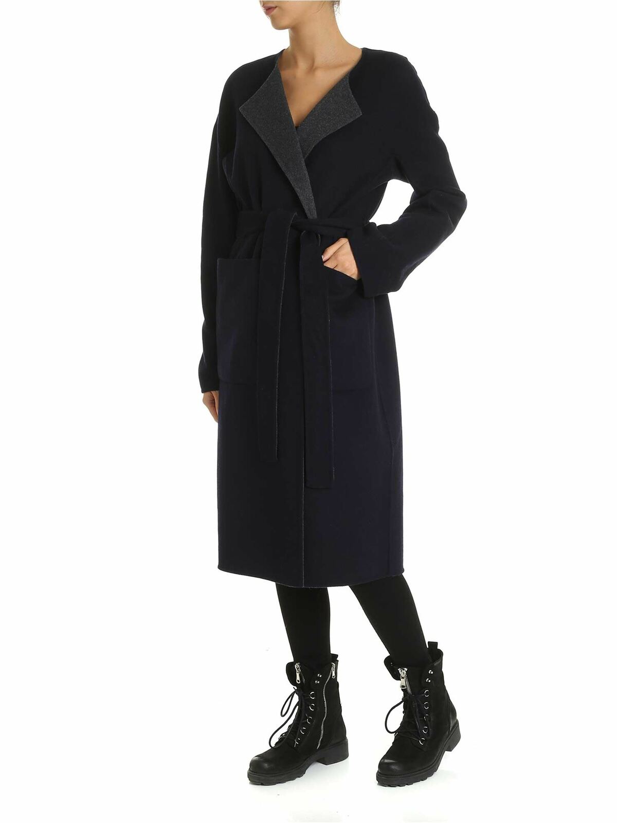 Reversible cardigan in blue and gray P9GJ2C37NNS (DKNY / コート・ダウン ) | DKNY (ディーケーエヌワイ)(5)