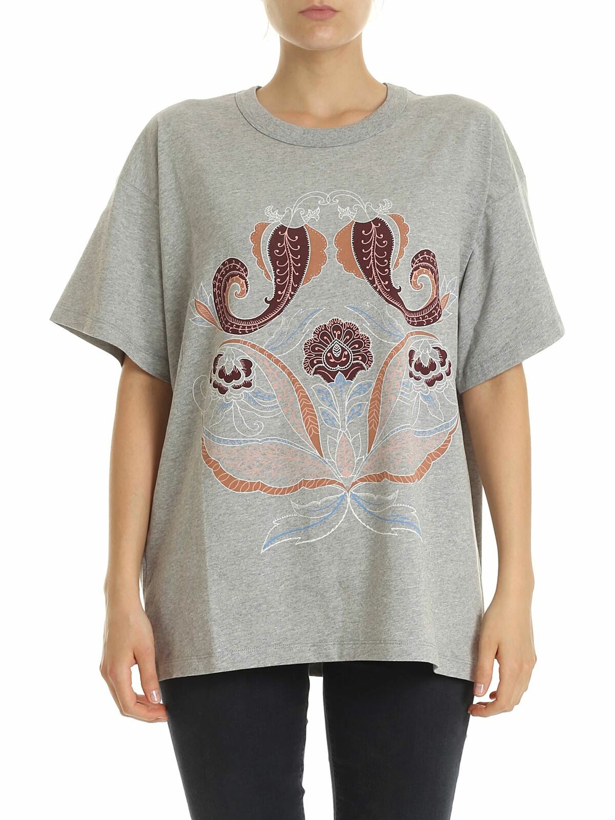 Drizzle printed oversized T-shirt in grey CHS19AJH25110042 (See By Chloé / Tシャツ・カットソー ) | See By Chloé (シーバイクロエ)