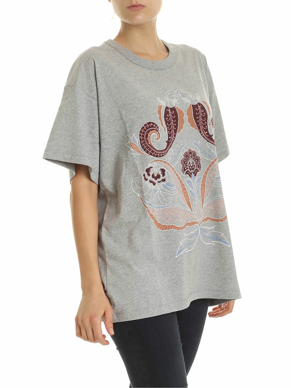 Drizzle printed oversized T-shirt in grey CHS19AJH25110042 (See By Chloé / Tシャツ・カットソー ) | See By Chloé (シーバイクロエ)(1)
