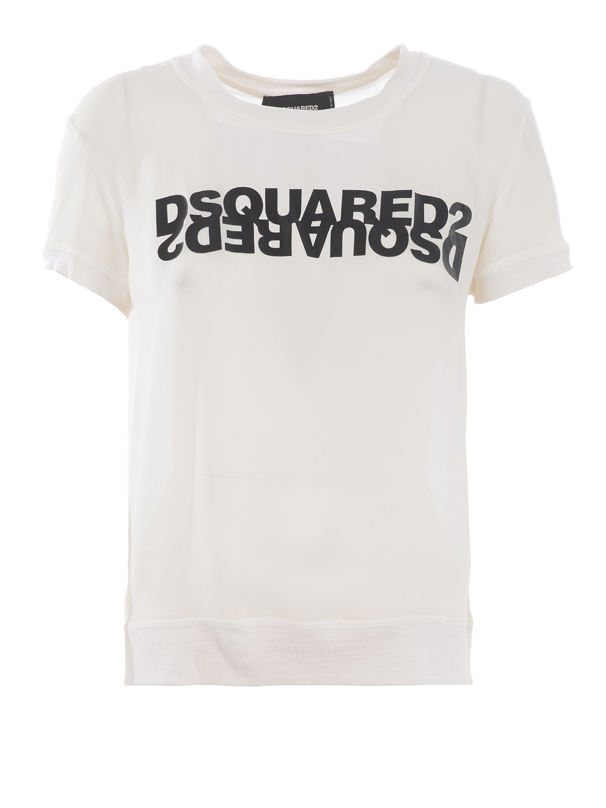 Logo lettering print silk T-shirt S75NC0917S52626101 (Dsquared2 / Tシャツ・カットソー ) | Dsquared2 (ディースクエアード)