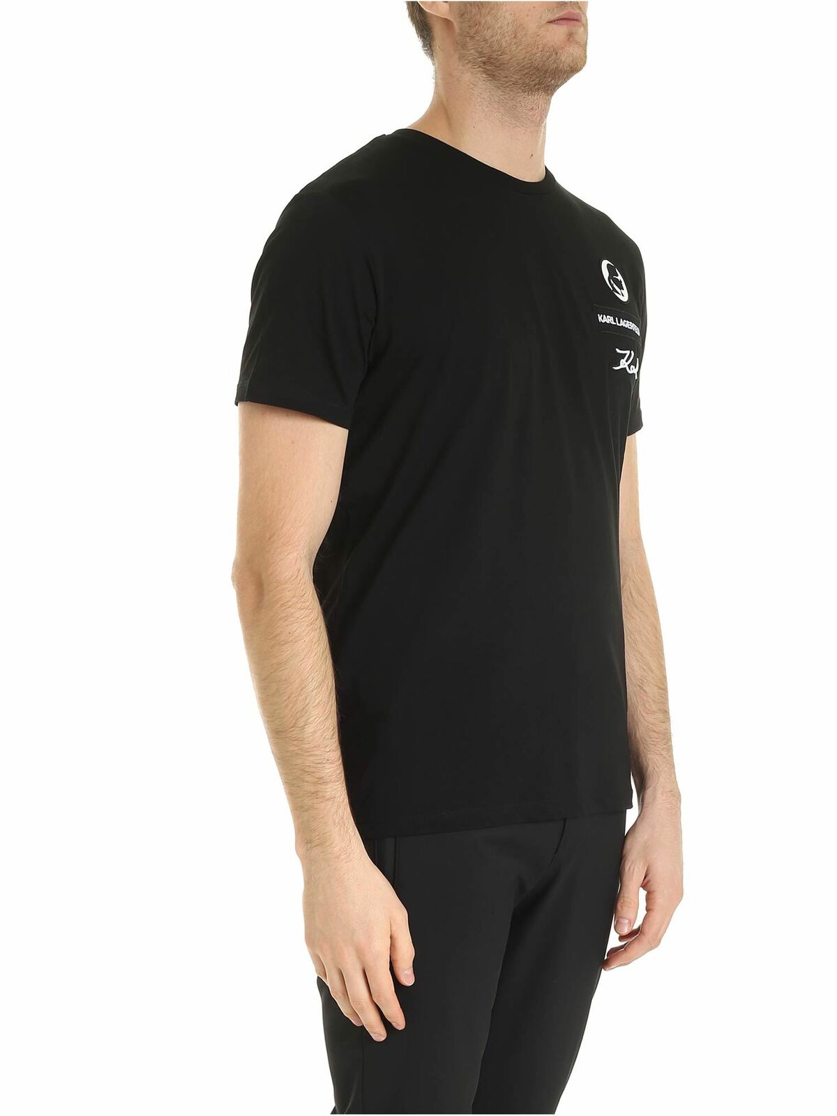Logo patch T-shirt in black 755049592223990 (KARL LAGERFELD / Tシャツ・カットソー ) | KARL LAGERFELD (カール・ラガーフェルド)(1)