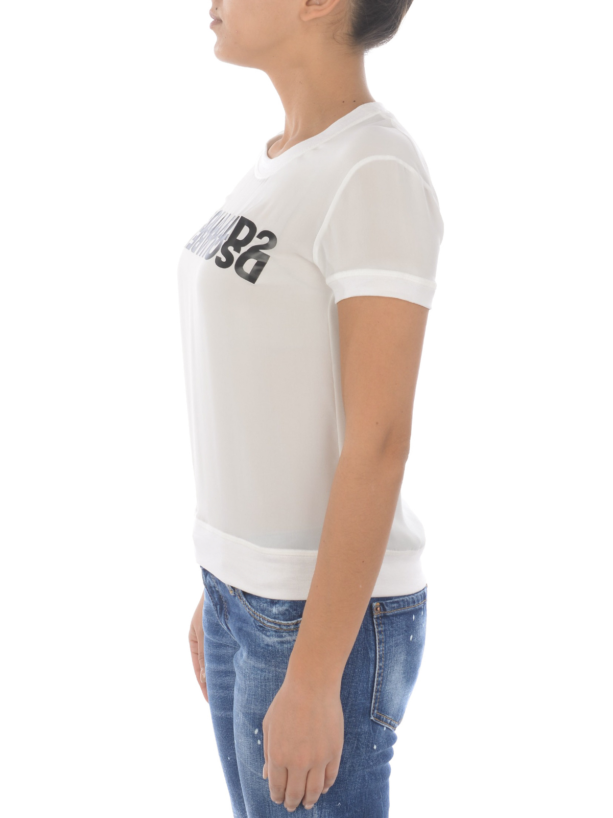 Logo lettering print silk T-shirt S75NC0917S52626101 (Dsquared2 / Tシャツ・カットソー ) | Dsquared2 (ディースクエアード)(3)