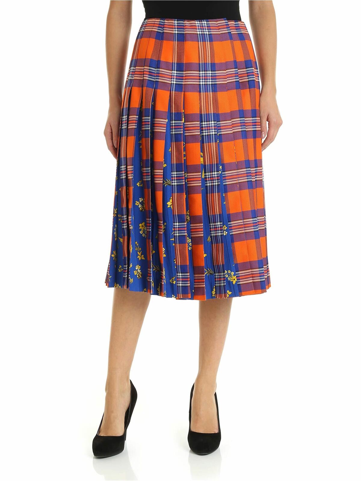 Kilt skirt in orange and electric blue 19IV2M0C0223095QB61 (VIVETTA / スカート ) | VIVETTA (ヴィヴェッタ)