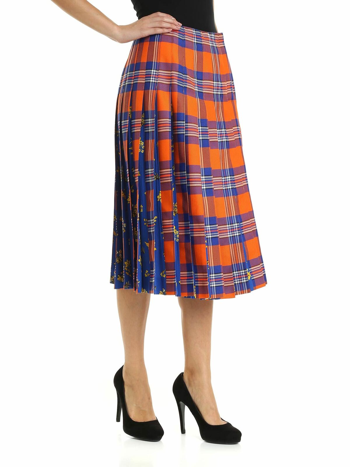 Kilt skirt in orange and electric blue 19IV2M0C0223095QB61 (VIVETTA / スカート ) | VIVETTA (ヴィヴェッタ)(1)