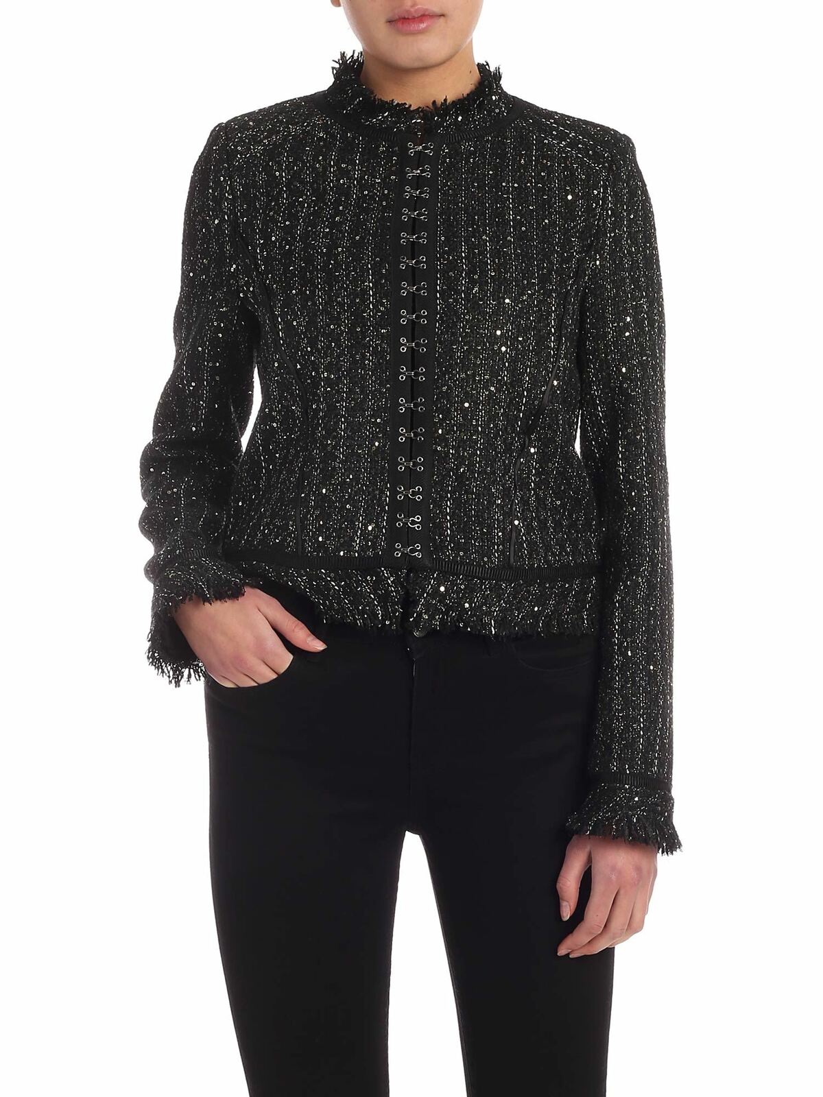 Sparkle Bouclé jacket in black 96KW1411368 (KARL LAGERFELD / カジュアルジャケット・ベスト ) | KARL LAGERFELD (カール・ラガーフェルド)