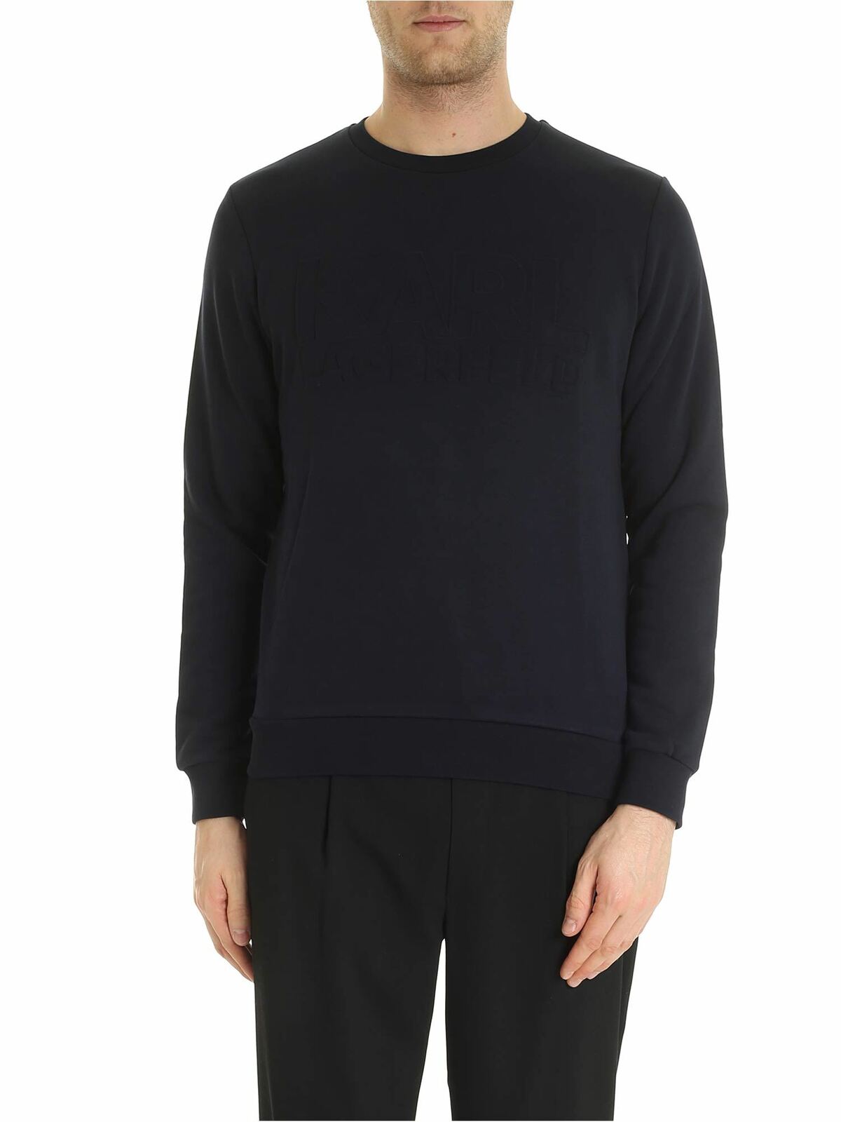 Sweatshirt with embossed logo in blue 705013592910690 (KARL LAGERFELD / スウェット・フーディー ) | KARL LAGERFELD (カール・ラガーフェルド)