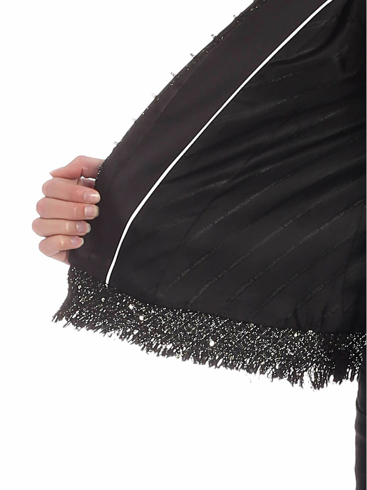 Sparkle Bouclé jacket in black 96KW1411368 (KARL LAGERFELD / カジュアルジャケット・ベスト ) | KARL LAGERFELD (カール・ラガーフェルド)(4)