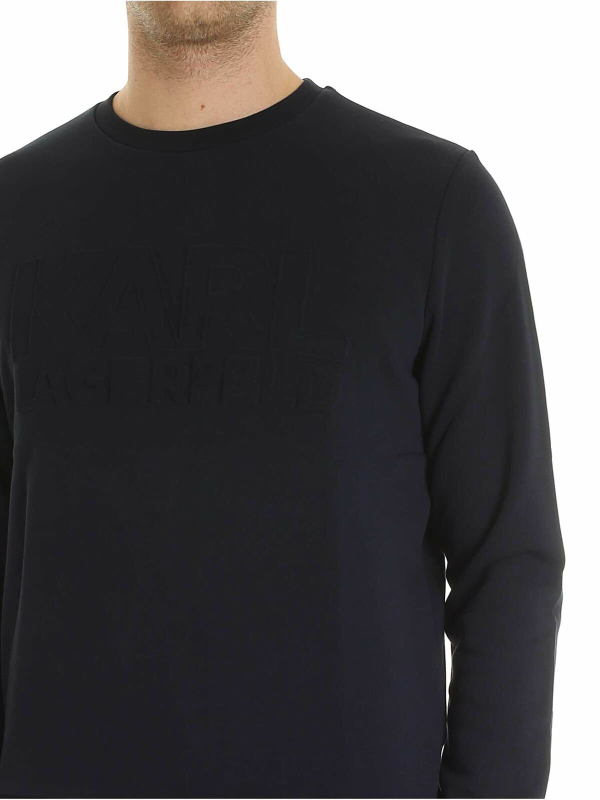 Sweatshirt with embossed logo in blue 705013592910690 (KARL LAGERFELD / スウェット・フーディー ) | KARL LAGERFELD (カール・ラガーフェルド)(3)