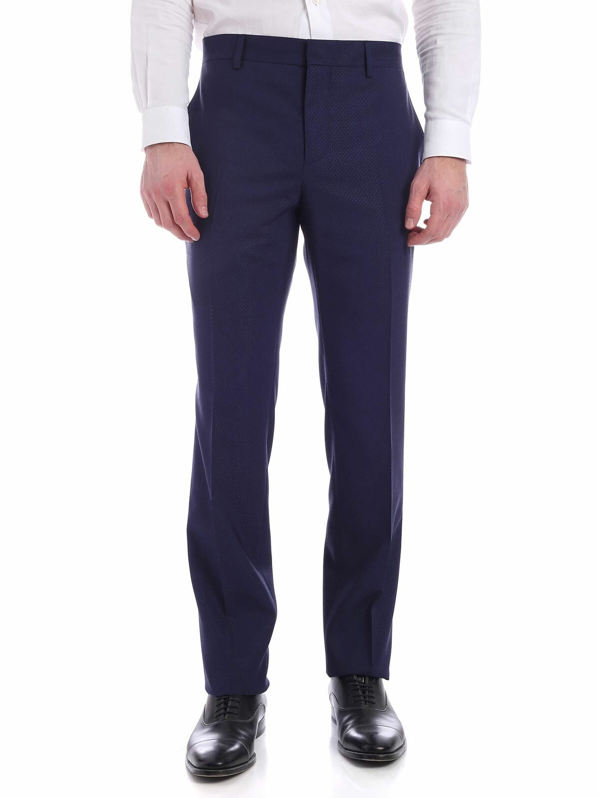 Tone-on-tone micro pattern pants in blue 030220100342 (MOSCHINO / スーツ・ジャケット ) | MOSCHINO (モスキーノ)