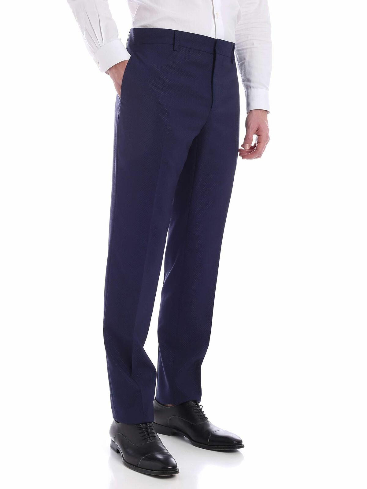Tone-on-tone micro pattern pants in blue 030220100342 (MOSCHINO / スーツ・ジャケット ) | MOSCHINO (モスキーノ)(1)