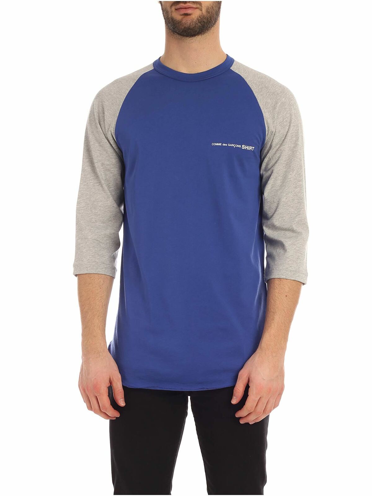 Logo long sleeves T-shirt in blue and grey S281202 (Comme Des Garçons SHIRT / Tシャツ・カットソー ) | Comme Des Garçons SHIRT (コムデギャルソン シャツ)