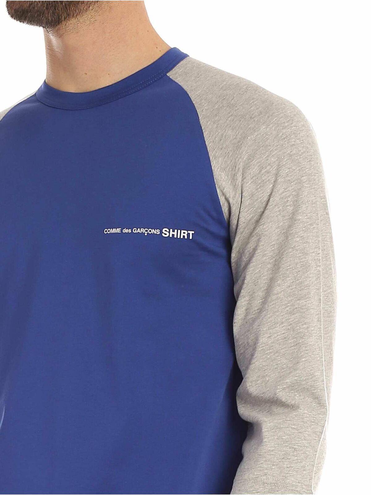 Logo long sleeves T-shirt in blue and grey S281202 (Comme Des Garçons SHIRT / Tシャツ・カットソー ) | Comme Des Garçons SHIRT (コムデギャルソン シャツ)(3)