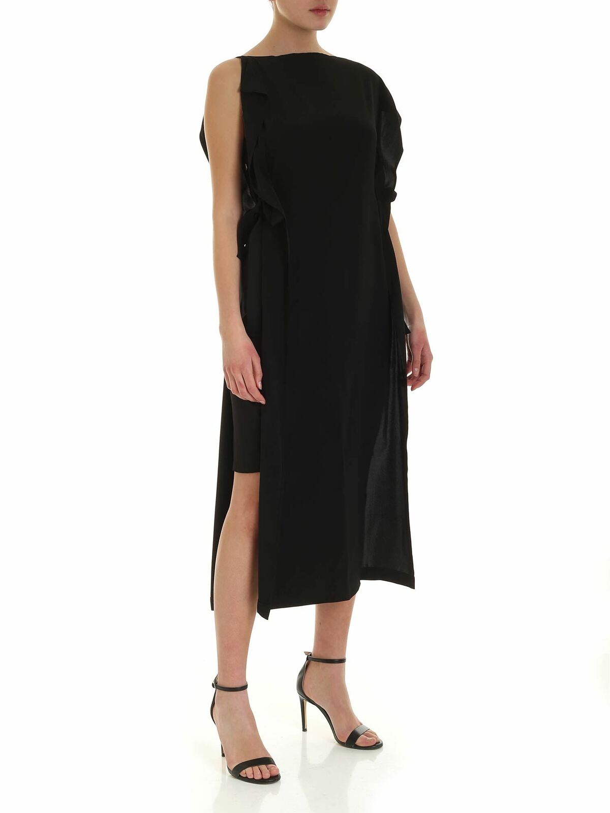 Haruko midi dress in black 596718ROB131000 (McQ / ワンピース・ドレス・オールインワン ) | McQ (マックキュー)(1)