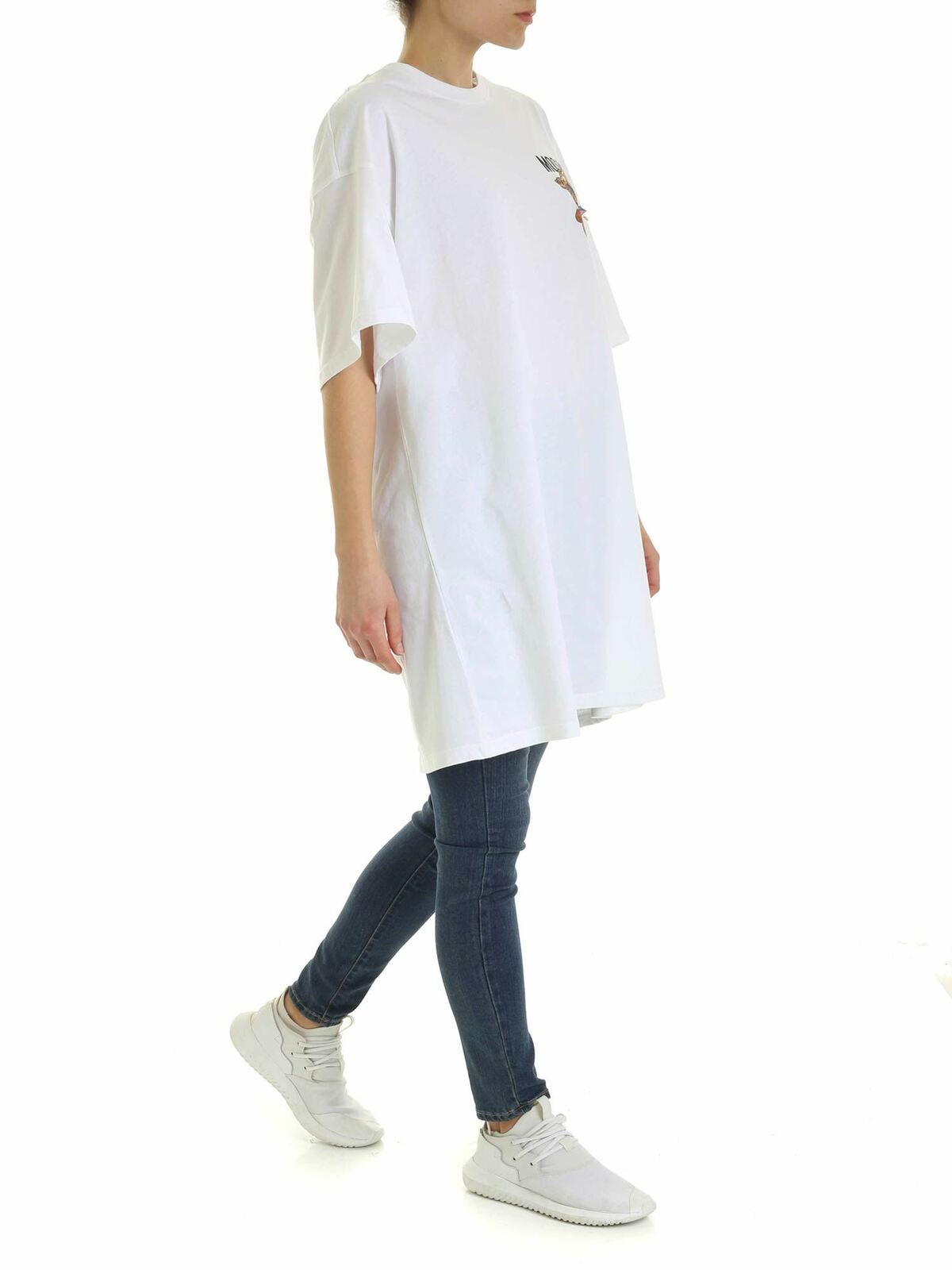 Teddy Bear Frame oversize T-shirt in white 044504401001 (MOSCHINO / Tシャツ・カットソー ) | MOSCHINO (モスキーノ)(1)