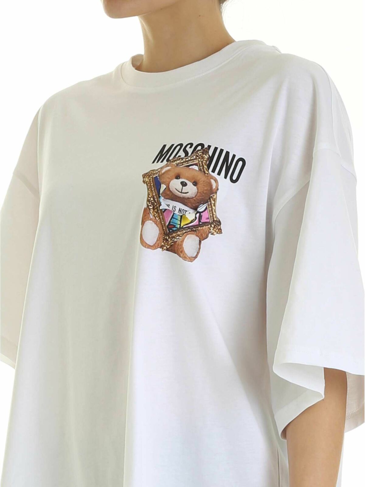 Teddy Bear Frame oversize T-shirt in white 044504401001 (MOSCHINO / Tシャツ・カットソー ) | MOSCHINO (モスキーノ)(3)