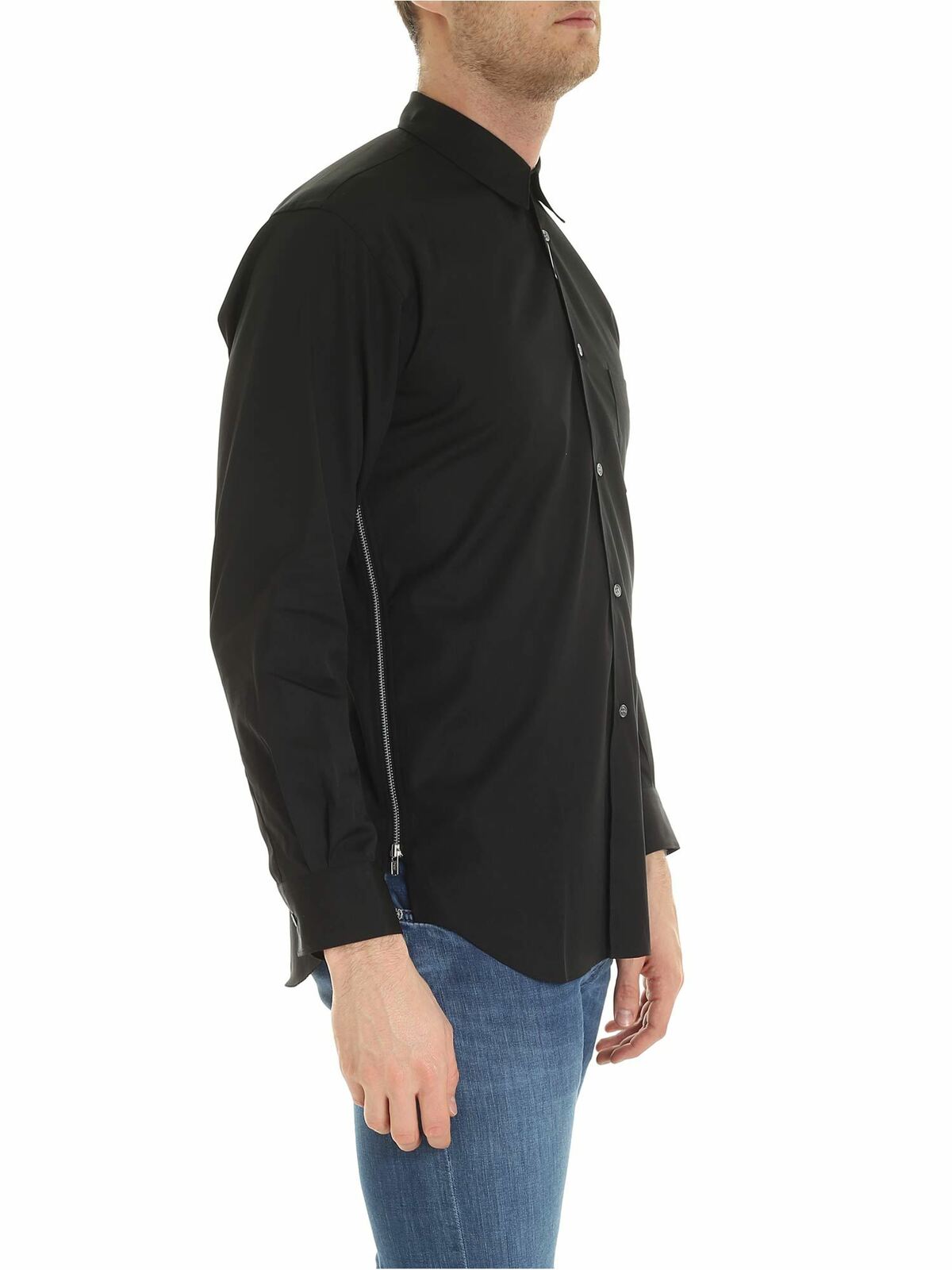 Side zip shirt in black W270481 (Comme Des Garçons SHIRT / シャツ・ブラウス ) | Comme Des Garçons SHIRT (コムデギャルソン シャツ)(1)