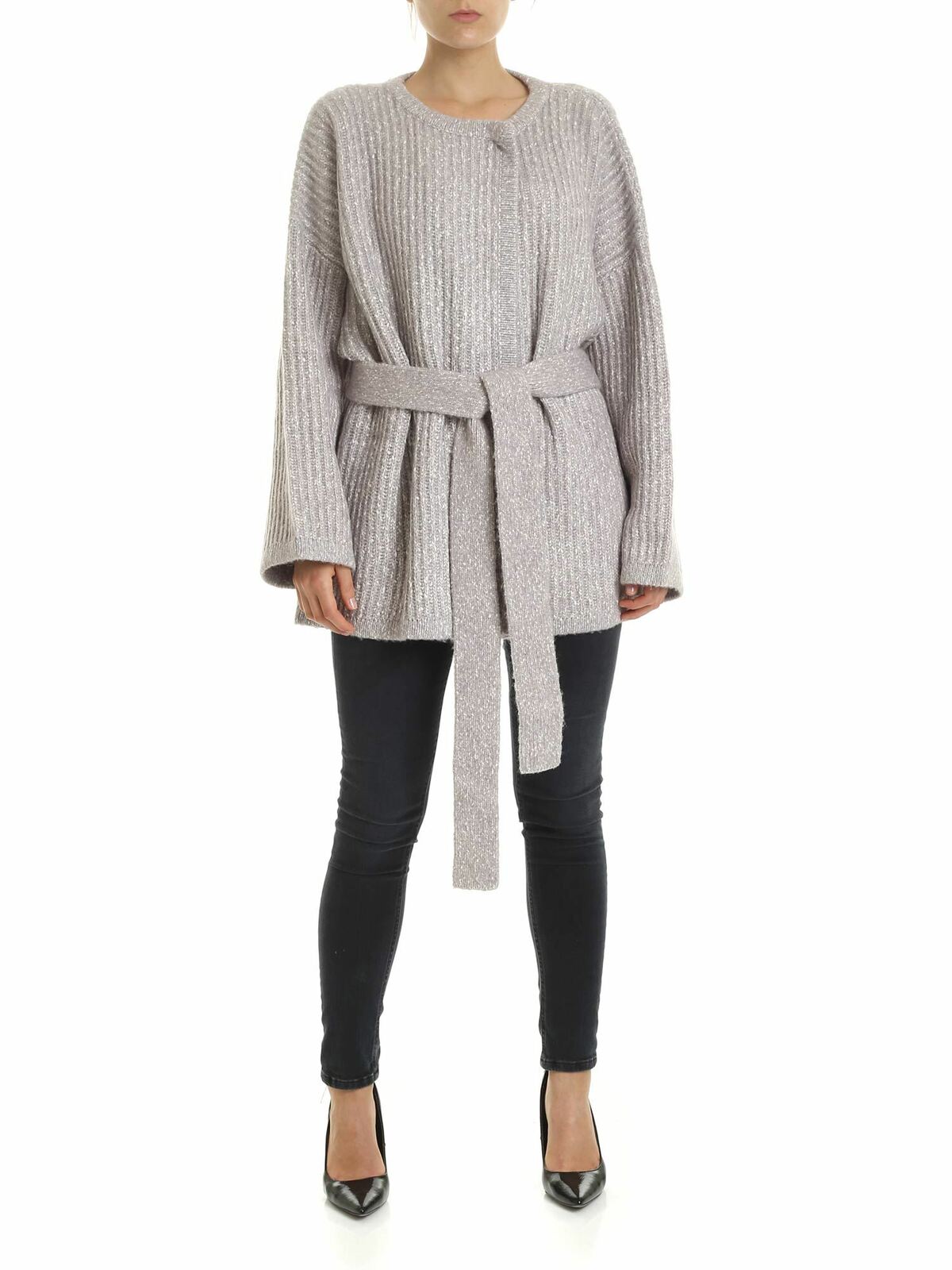Fisherman ribs cardigan in grey CHS19AMM015300ZA (See By Chloé / ニット・セーター・カーディガン ) | See By Chloé (シーバイクロエ)