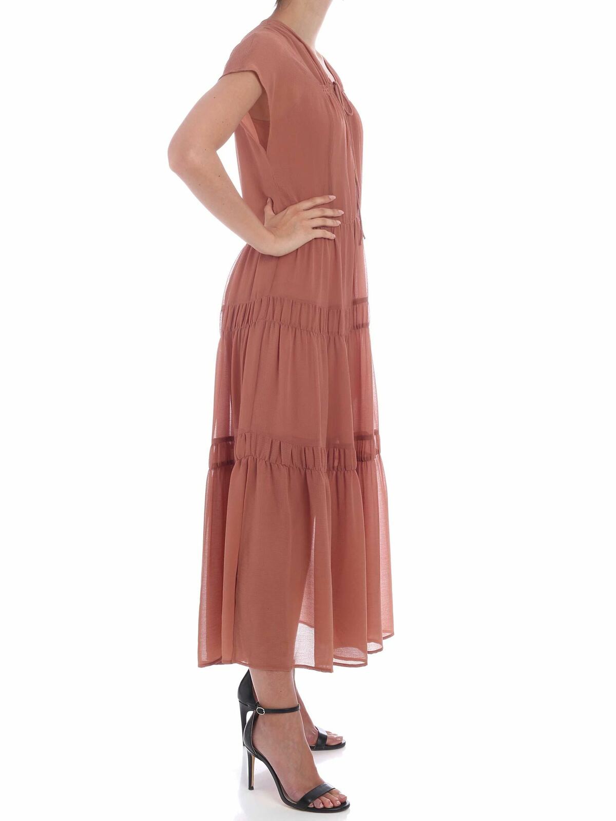 Blushy brown colored semi-transparent dress CHS20URO0702526P (See By Chloé / ワンピース・ドレス・オールインワン ) | See By Chloé (シーバイクロエ)(1)