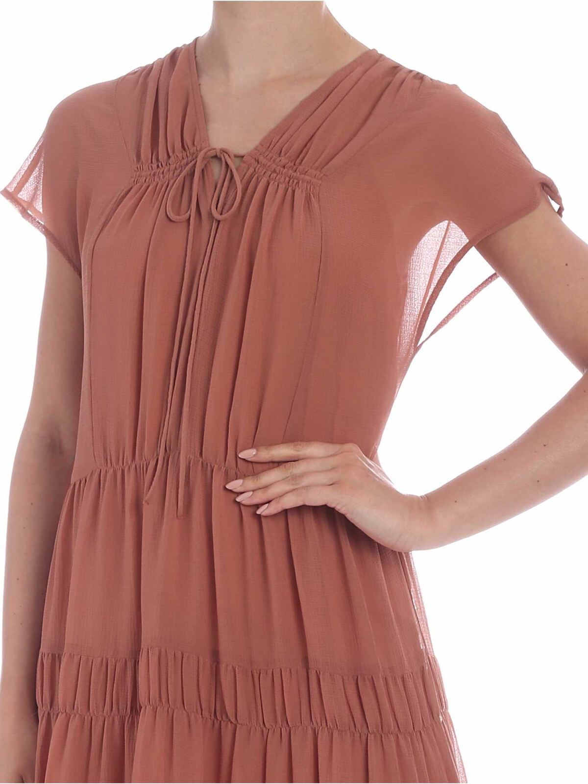 Blushy brown colored semi-transparent dress CHS20URO0702526P (See By Chloé / ワンピース・ドレス・オールインワン ) | See By Chloé (シーバイクロエ)(3)