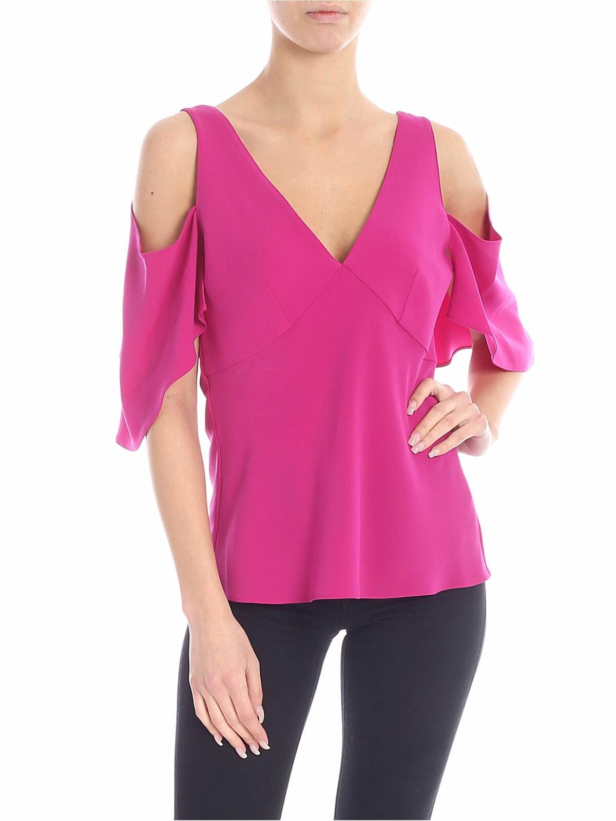Off-shoulders top in cyclamen pink 554533RMF155214 (McQ / Tシャツ・カットソー ) | McQ (マックキュー)