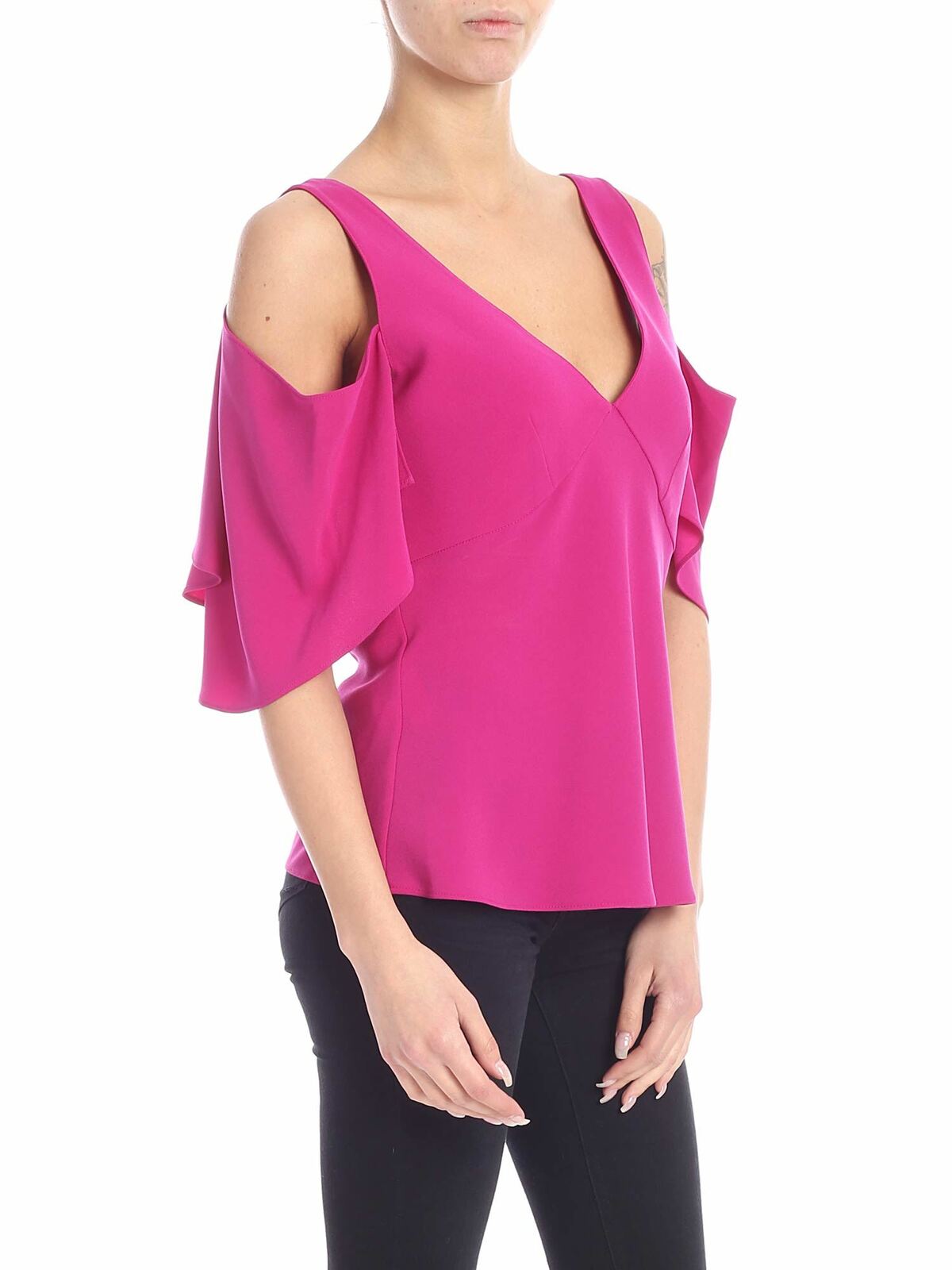 Off-shoulders top in cyclamen pink 554533RMF155214 (McQ / Tシャツ・カットソー ) | McQ (マックキュー)(1)