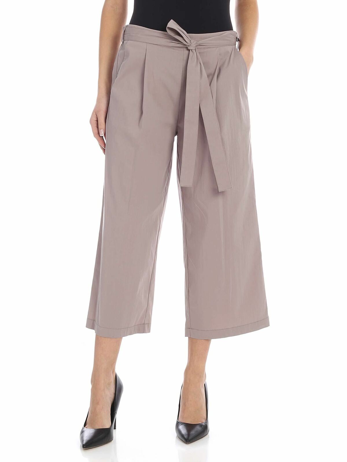 Crop pants in dove gray with bow at the waist P9JK0DRBTPE (DKNY / パンツ ) | DKNY (ディーケーエヌワイ)