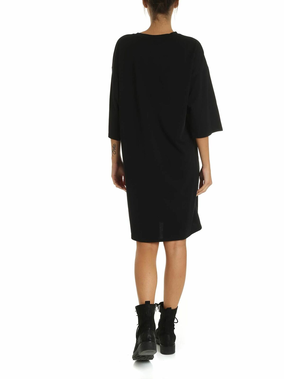 Dress in black with contrasting print P9GDWBOBBLK (DKNY / ワンピース・ドレス・オールインワン ) | DKNY (ディーケーエヌワイ)(2)