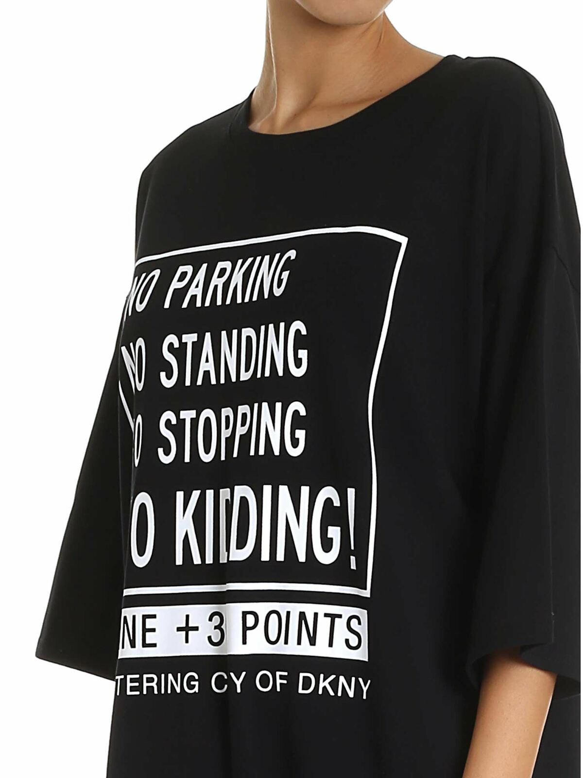 Dress in black with contrasting print P9GDWBOBBLK (DKNY / ワンピース・ドレス・オールインワン ) | DKNY (ディーケーエヌワイ)(3)