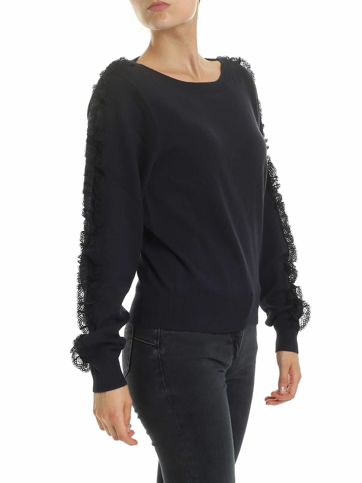 Ink Navy pullover with lace details CHS19AMP205204C3 (See By Chloé / ニット・セーター・カーディガン ) | See By Chloé (シーバイクロエ)(1)