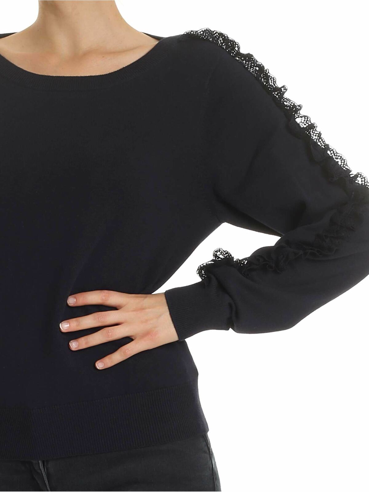 Ink Navy pullover with lace details CHS19AMP205204C3 (See By Chloé / ニット・セーター・カーディガン ) | See By Chloé (シーバイクロエ)(3)