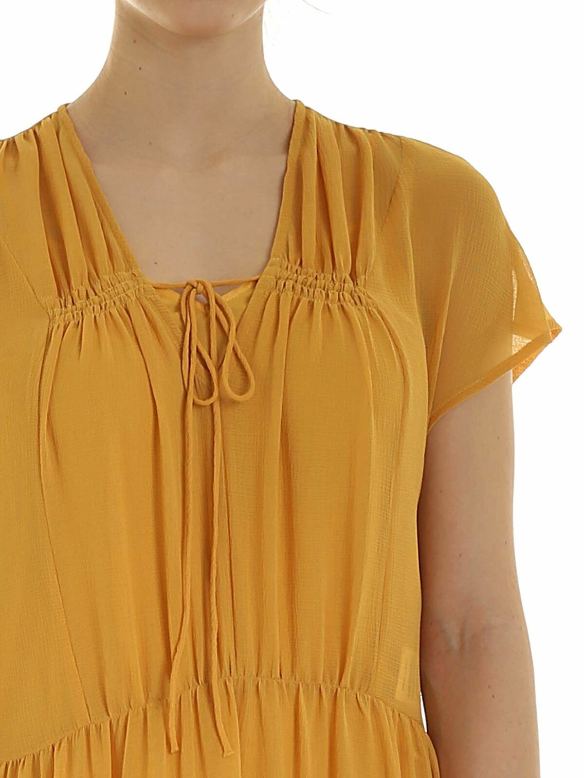 Flounced dress in Bright Gold color CHS20URO07025745 (See By Chloé / ワンピース・ドレス・オールインワン ) | See By Chloé (シーバイクロエ)(3)