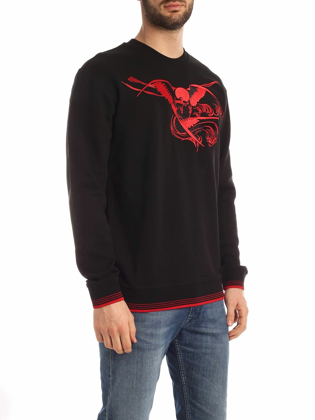 Fire Swallow sweatshirt in black 545415ROT251000 (McQ / スウェット・フーディー ) | McQ (マックキュー)(1)