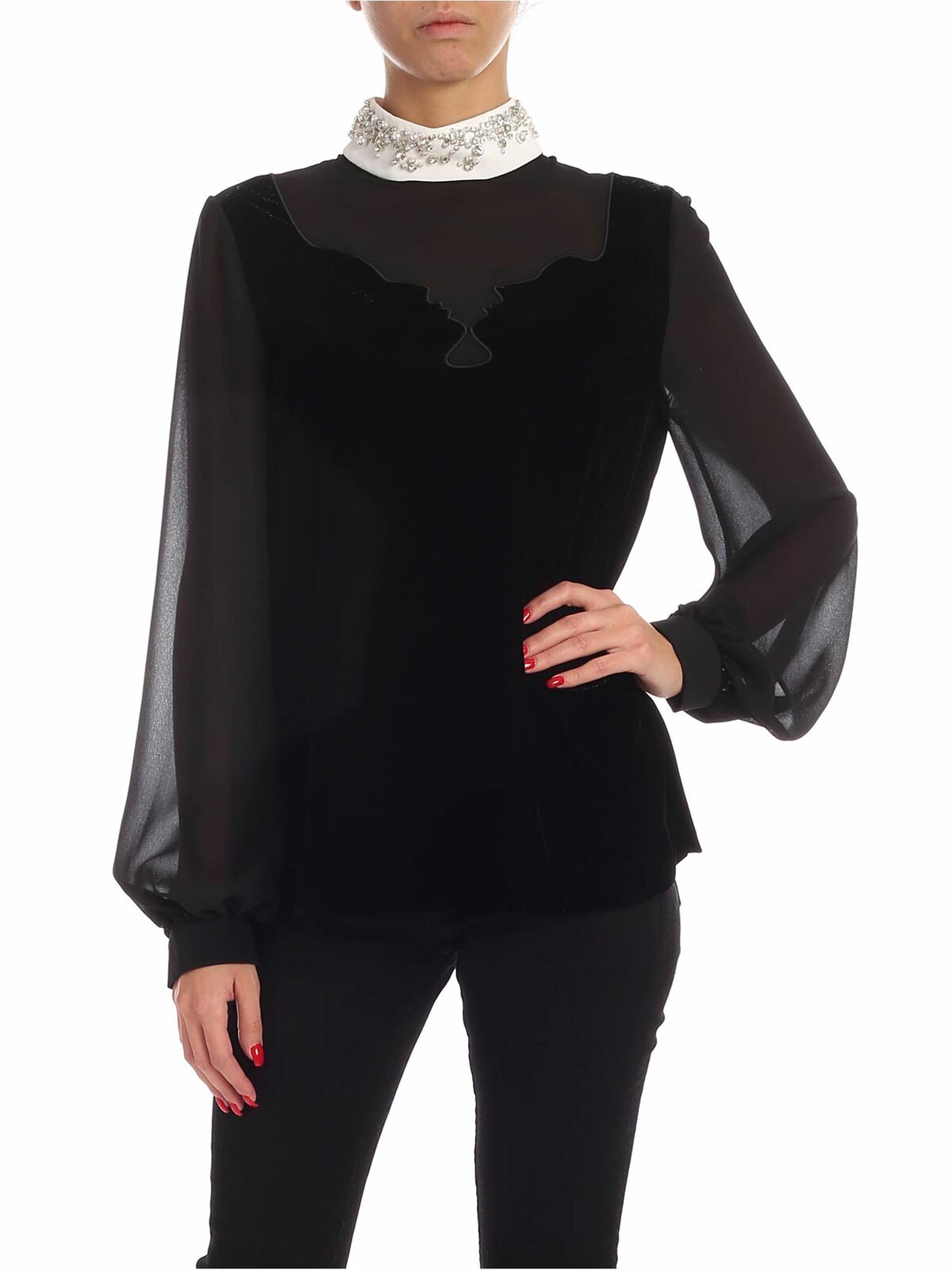 Jewel collar velvet blouse 19IV2S0G16150979000 (VIVETTA / シャツ・ブラウス ) | VIVETTA (ヴィヴェッタ)